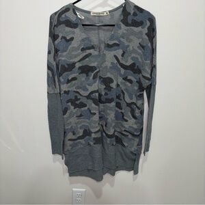 Chance or Fate Gray and Blue Camo Sweater V Neck